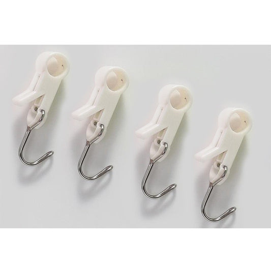 Set 4 Carlige Multifunctionale Tubulare, Suport Mobile pentru Baie si Bucatarie, Montare Fara Gaurire pe Tija, Material ABS Rezistent, 8.7 x 3.5 cm, Alb