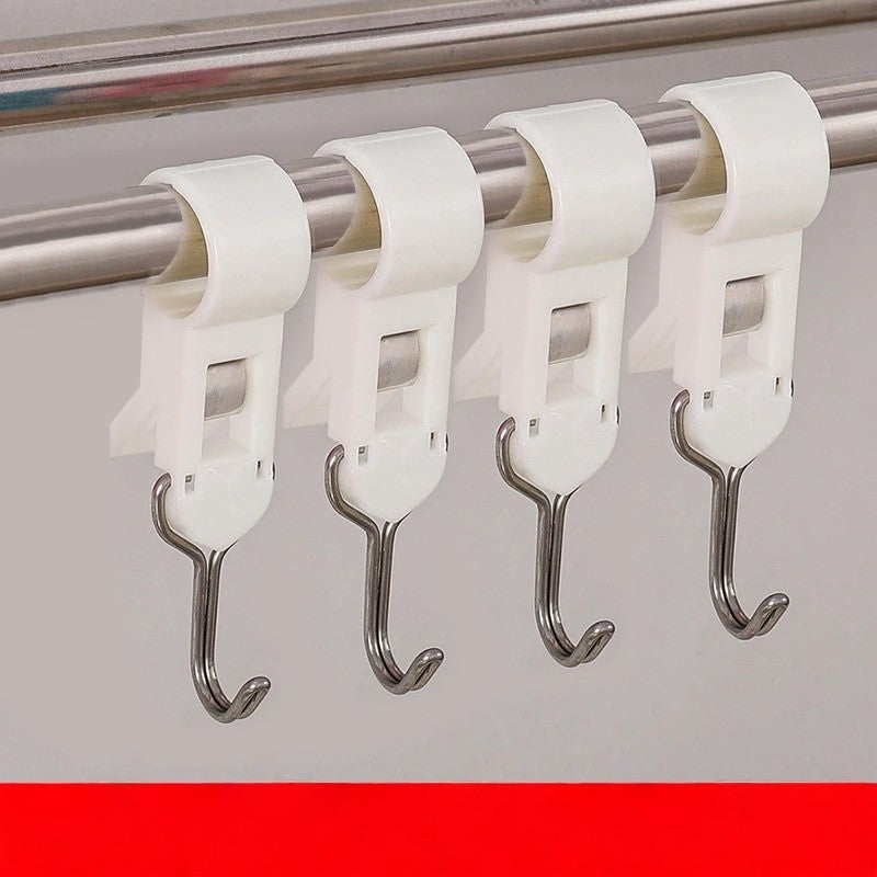 Set 4 Carlige Multifunctionale Tubulare, Suport Mobile pentru Baie si Bucatarie, Montare Fara Gaurire pe Tija, Material ABS Rezistent, 8.7 x 3.5 cm, Alb