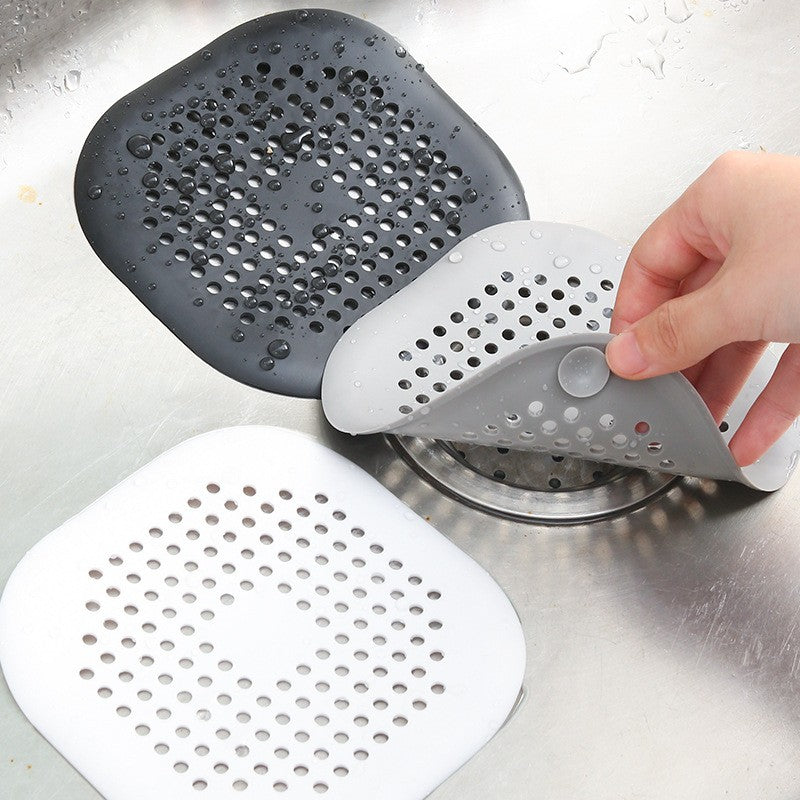 Filtru Chiuveta Anti-Infundare, Sita Scurgere cu Ventuze pentru Baie si Bucatarie, Silicon Flexibil TPR, 14.5 x 14.5 cm, Negru