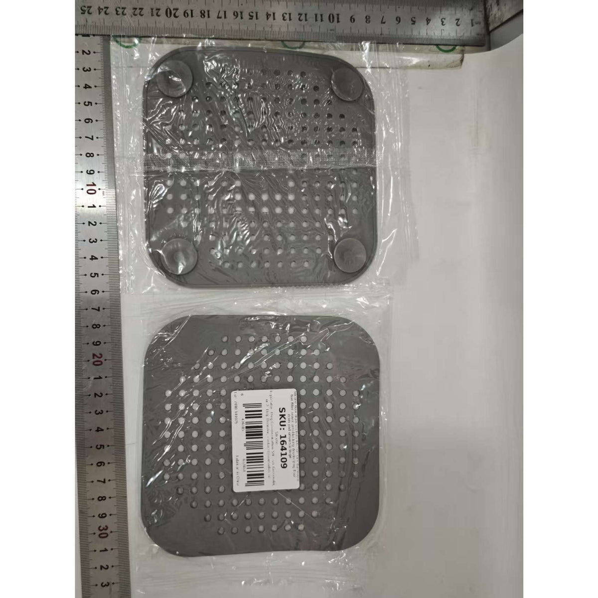 Filtru Chiuveta Anti-Infundare pentru Bucatarie si Baie, Protectie Scurgere cu Ventuze, Silicon Flexibil TPR, 14.5 x 14.5 cm, Gri
