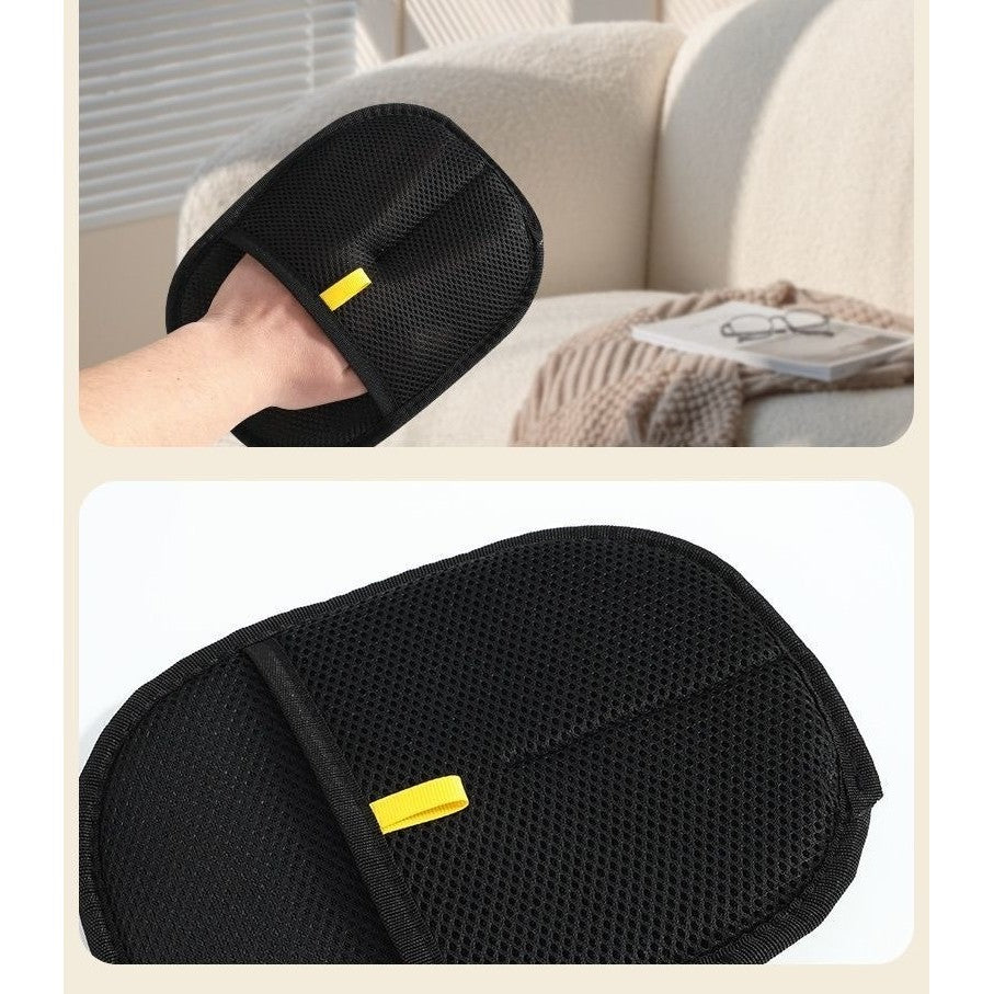 Mănușă pentru Îndepărtarea Părului de Animale, Efect Electrostatic pentru Haine și Mobilier, Pânză Reutilizabilă, 24 x 16 cm, Negru