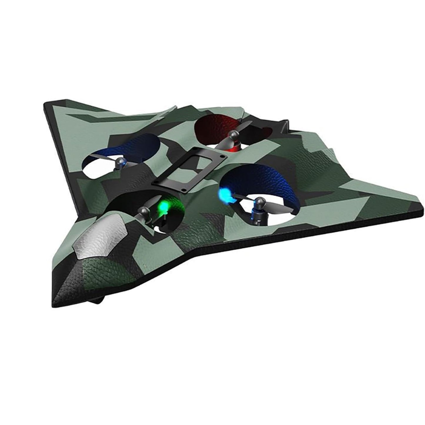 Avion de Lupta cu Telecomanda, Tip Drona cu Giroscop pe 6 Axe, Rotire 360 Grade si Lumini LED, Material Spuma EVA Rezistenta, 2.4 GHz, Raza 100 m, Verde Army, 24 x 25.5 x 4.2 cm