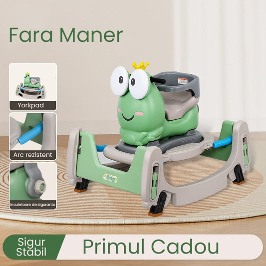 Masinuta Balansor Multifunctionala pentru Copii, Trotineta 2 in 1 Model Calut Scooter, Plastic Rezistent, Varsta 1-3 Ani, 84 x 80 x 58 cm, Verde