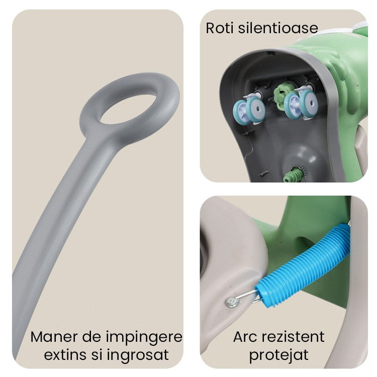 Masinuta Balansor Multifunctionala pentru Copii, Model Calut Scooter 2 in 1, Utilizare Interior si Exterior, 1-3 Ani, 93 x 80 x 58 cm, Verde