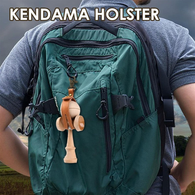 Husa Pentru Kendama Cu Catarama De Agatare, Suport Depozitare Tip Breloc, Piele Ecologica, 19.5 x 2.5 cm, Maro