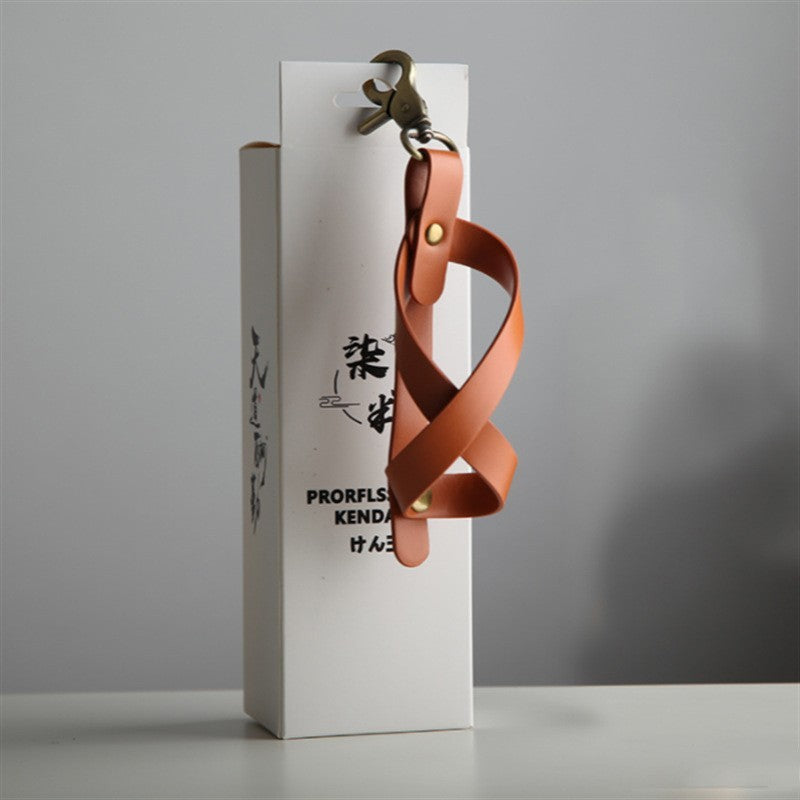 Husa Pentru Kendama, Suport Depozitare Cu Catarama De Agatare Tip Breloc, Piele Ecologica, 12 x 6 cm, Maro Deschis