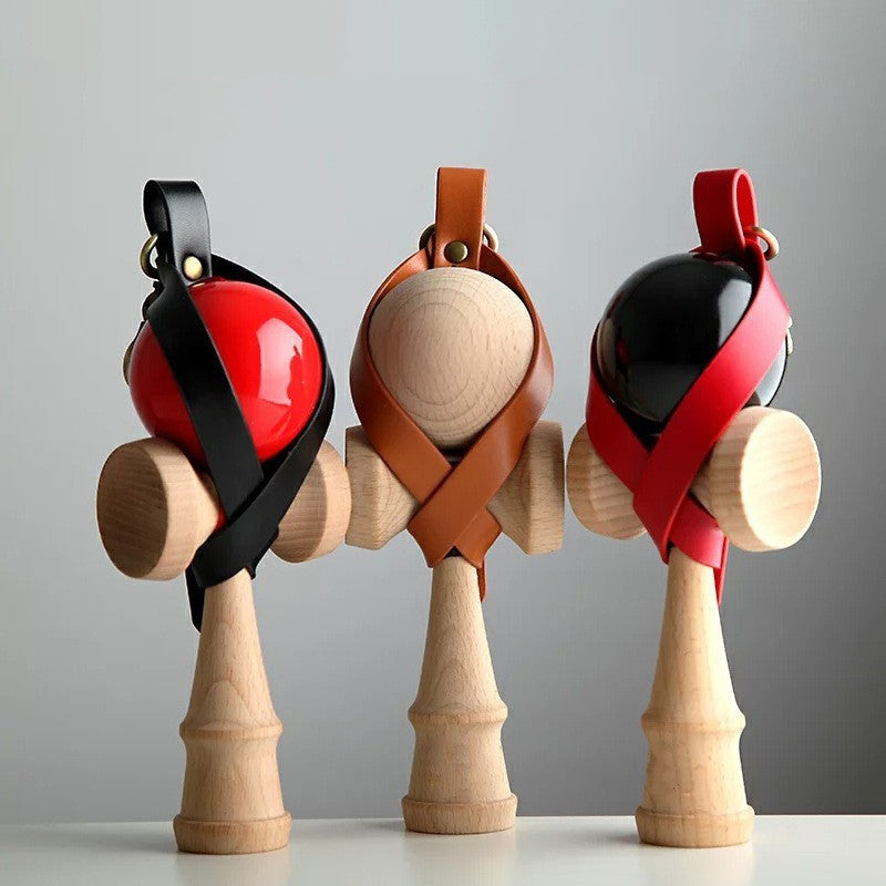 Husa Pentru Kendama, Suport Depozitare Cu Catarama De Agatare Tip Breloc, Piele Ecologica, 12 x 6 cm, Maro Deschis