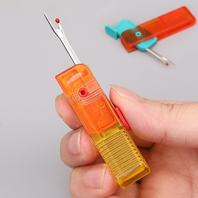 Dispozitiv Pentru Descusut, Tăietor De Etichete Și Fir, Instrument 2-în-1 Pentru Croitorie, Design Pliabil Ergonomic, Plastic Și Metal, 1.7 x 7 cm, Albastru/Portocaliu