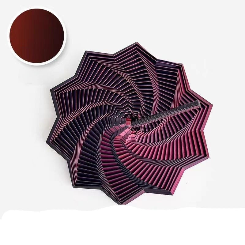 Jucarie Decompresie Anti-stress, Stea 3D Geometrica cu Maner Spirala, Structura Extensibila si Rotativa, Efect DuoChrome, Material PLA, 8.6 cm, Negru/Rosu