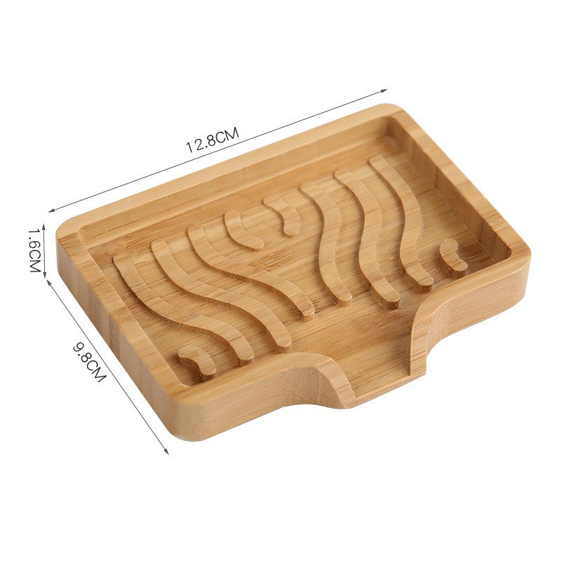 Savonieră din Lemn pentru Baie și Bucătărie, Sistem de Scurgere pentru Uscare Rapidă, Design Minimalist, Lemn Natural, 12.8 x 1.6 x 9.8 cm, Natur