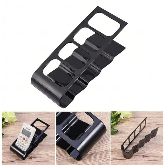 Organizator De Birou Si Suport Pentru Telecomenzi, Multifunctional Cu 4 Compartimente, Plastic Rezistent, 18 x 7 x 9 cm, Negru