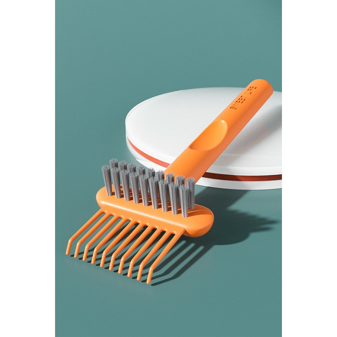 Perie pentru Curatarea Periei de Par si Pieptenilor, Design Tip Grebla cu Gheare, Plastic PP Rezistent, 16 x 5 cm, Portocaliu