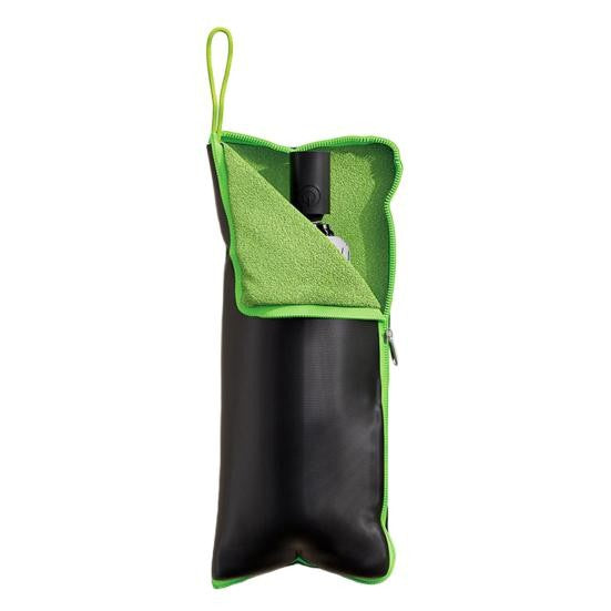 Husă Depozitare Umbrelă Impermeabilă, Interior Microfibră Absorbantă, Închidere Fermoar și Agățătoare, Pânză Oxford, 28 x 12 cm, Negru/Verde