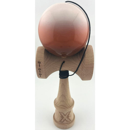 Kendama X Originala, Model Alb / Maro in Degrade, Profesionala, Cupe Mari, Super Sticky, Rulment, Ata 55cm