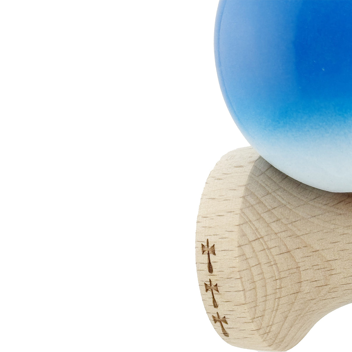 Kendama X Originala, Model Albastru / Alb in Degrade, Profesionala, Cupe Mari, Super Sticky, Rulment, Ata 55cm