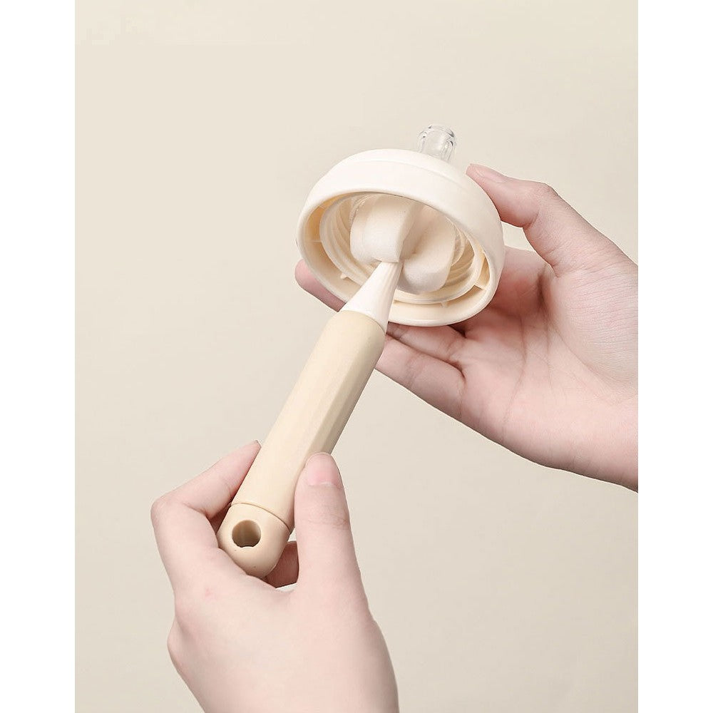Set Perii pentru Biberon, Tetina si Paie, Curatare 360 Grade, Maner Ergonomic, Burete si PP fara BPA, Roz, 3 Piese