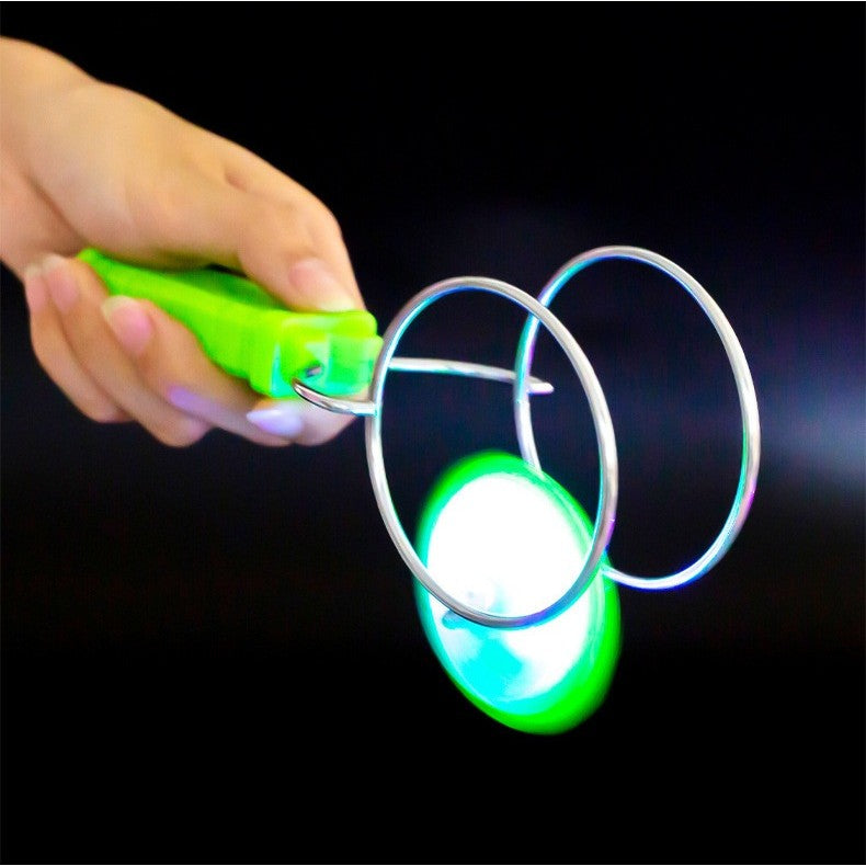 Titirez Magnetic Interactiv cu Lumini LED Multicolore, Jucarie Anti-stres pentru Concentrare, Actionare Manuala prin Inertie, Plastic si Metal, 19.8 x 5 cm, Verde