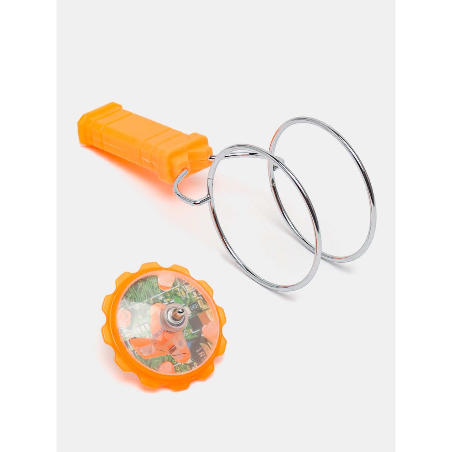 Titirez Magnetic cu LED, Jucarie Interactiva Inertiala si Anti-stres, Efecte Luminoase Multicolore, Plastic si Metal, 19.8 x 5 cm, Portocaliu