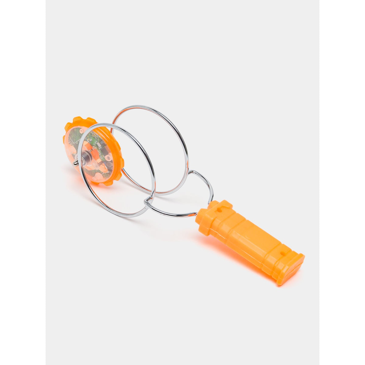 Titirez Magnetic cu LED, Jucarie Interactiva Inertiala si Anti-stres, Efecte Luminoase Multicolore, Plastic si Metal, 19.8 x 5 cm, Portocaliu
