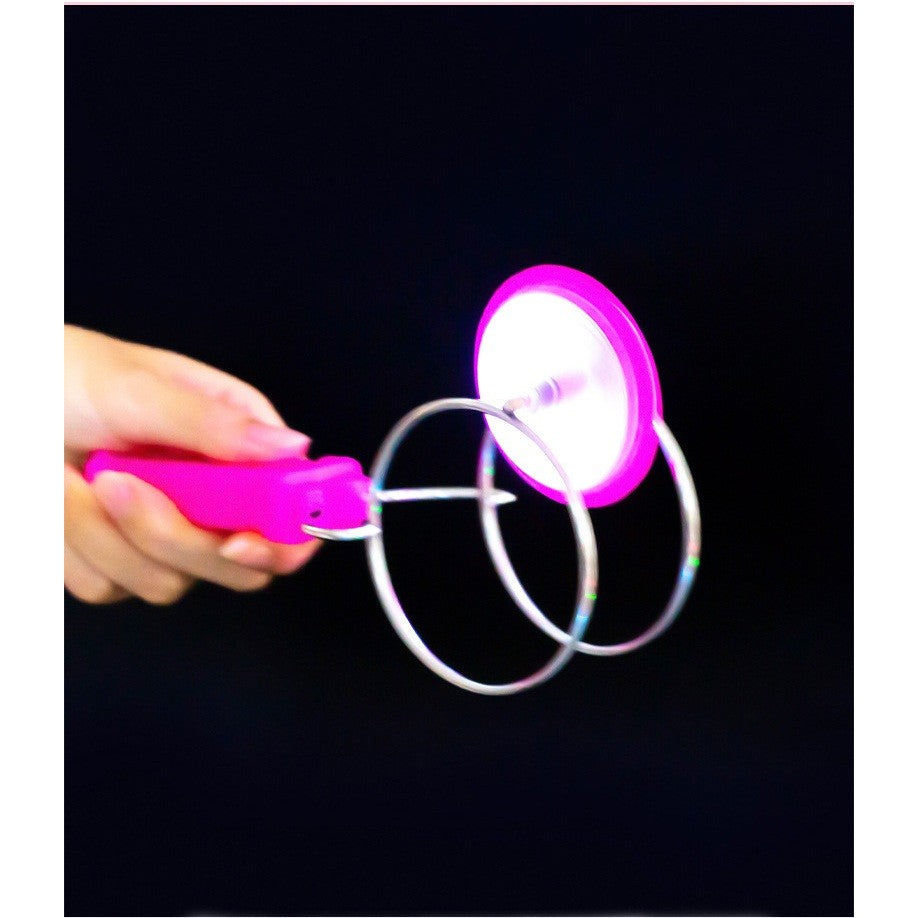 Titirez Magnetic cu LED, Jucarie Interactiva si Educationala Anti-Stres, Rotatie Inertiala, Plastic si Metal, 19.8 x 5 cm, Roz