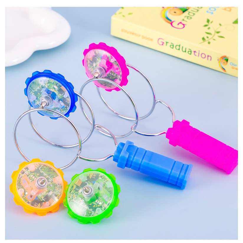 Jucarie Interactiva, Titirez Magnetic cu Lumini LED Multicolore, Efect Inertial si Anti-stres, Plastic si Metal, 19.8 x 5 cm, Albastru