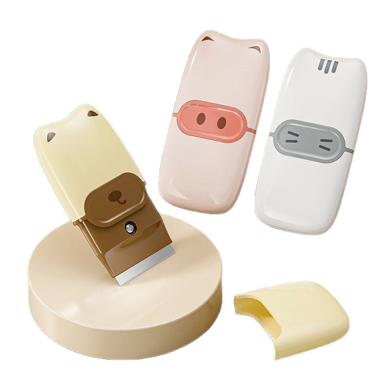 Mini Racleta de Curatare pentru Etichete si Adezivi, Razuitor Universal Autocolante si Vopsea, ABS si Metal, 2 Lame Incluse, 10 x 4.8 x 1 cm, Roz