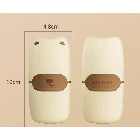 Mini Racletă de Curățare pentru Etichete și Adezivi, Instrument Răzuire cu Mâner Ergonomic, ABS și Metal, 2 Lame Metalice Incluse, 10 x 4.8 cm, Maro