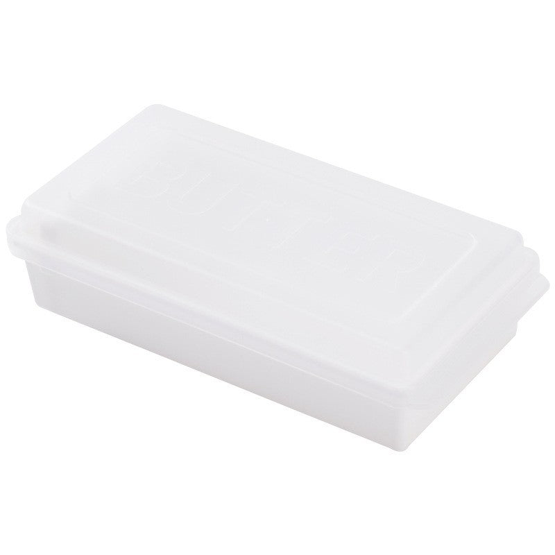 Cutie Pentru Unt Cu Capac Si Spatula Pentru Portionare, Recipient Depozitare Multifunctional, Plastic PP Alimentar, 15.9 x 8.8 x 4.9 cm, Alb