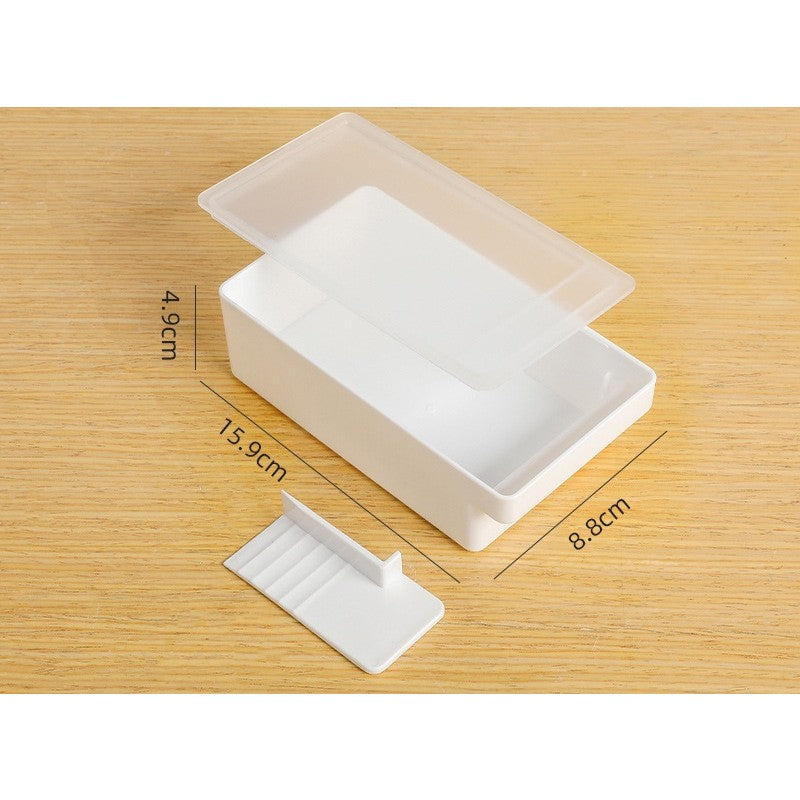 Cutie Pentru Unt Cu Capac Si Spatula Pentru Portionare, Recipient Depozitare Multifunctional, Plastic PP Alimentar, 15.9 x 8.8 x 4.9 cm, Alb
