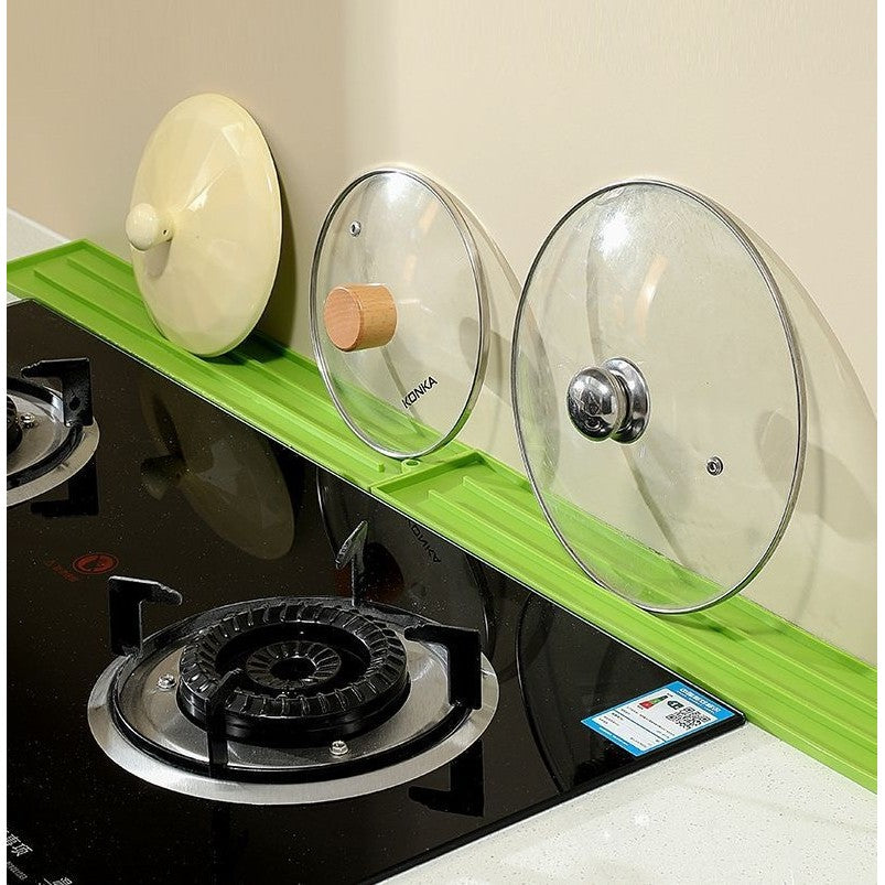 Suport Scurgere Vase și Ustensile Bucătărie, Organizator Multifuncțional pentru Capace și Spatule, Silicon Premium Termorezistent, Anti-alunecare, 30 x 8 x 1 cm, Verde