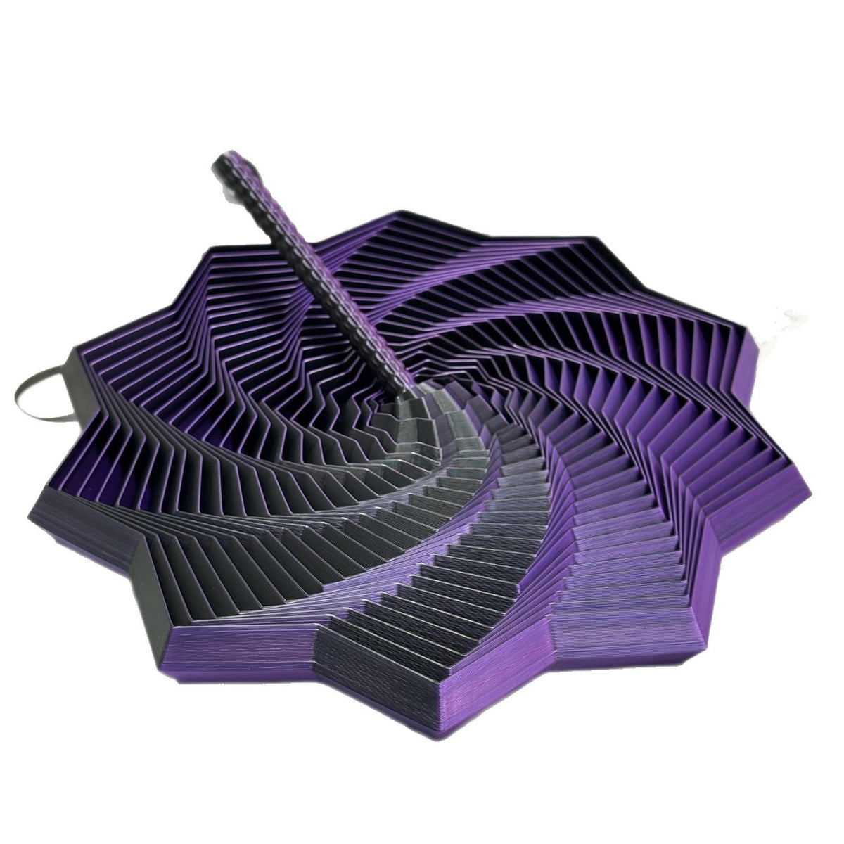Jucarie Decompresie Anti-stress, Stea 3D Geometrica Extensibila cu Maner Spirala, Turn Magic Senzorial, Material PLA Imprimat 3D, Efect DuoChrome, 17 cm, Negru/Violet
