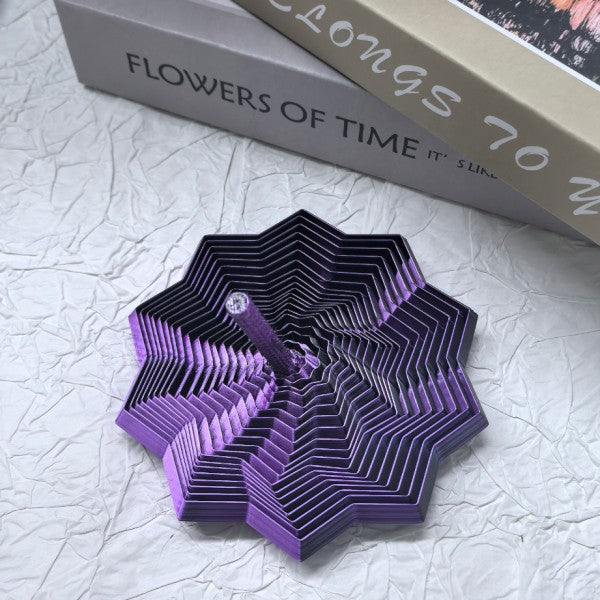 Jucarie Decompresie Anti-stress, Stea 3D Geometrica Extensibila cu Maner Spirala, Turn Magic Senzorial, Material PLA Imprimat 3D, Efect DuoChrome, 17 cm, Negru/Violet