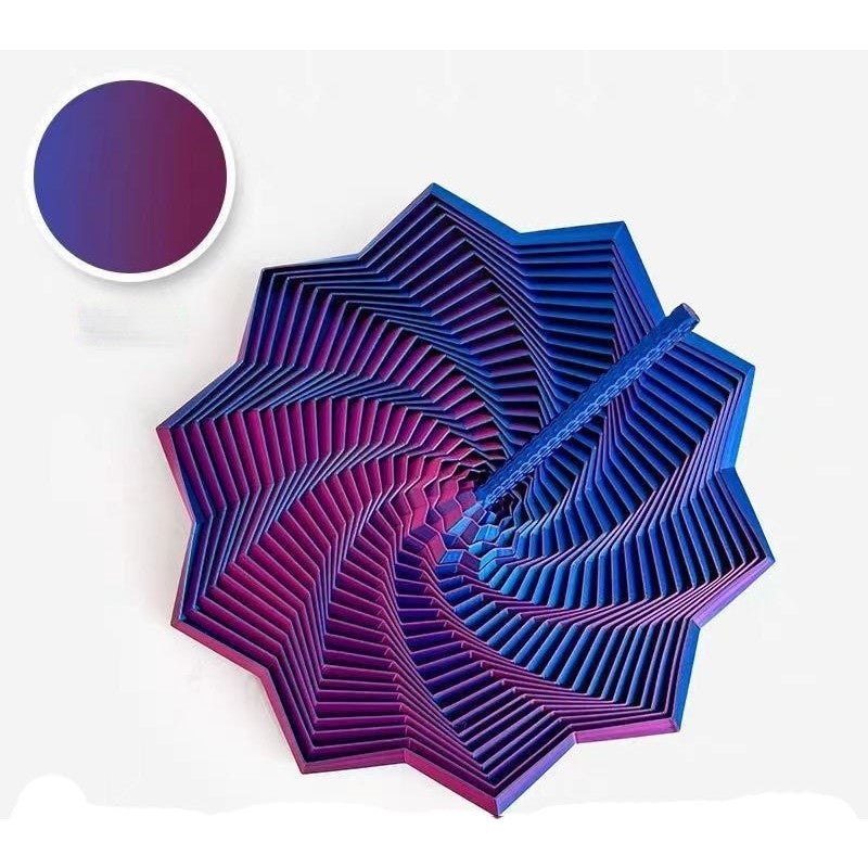 Jucarie Decompresie Anti-stress, Stea 3D Geometrica Extensibila, Turn Magic cu Maner Spirala si Efect DuoChrome, Material PLA, 17 cm, Albastru/Violet