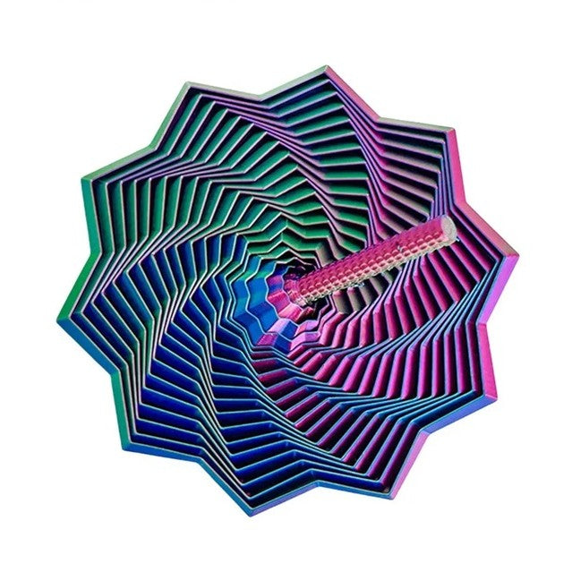 Jucarie Decompresie Anti-stress, Stea 3D Geometrica Extensibila cu Maner Spirala, Turn Magic Senzorial, Material PLA, 8.6 cm, DuoChrome Albastru/Verde/Rosu