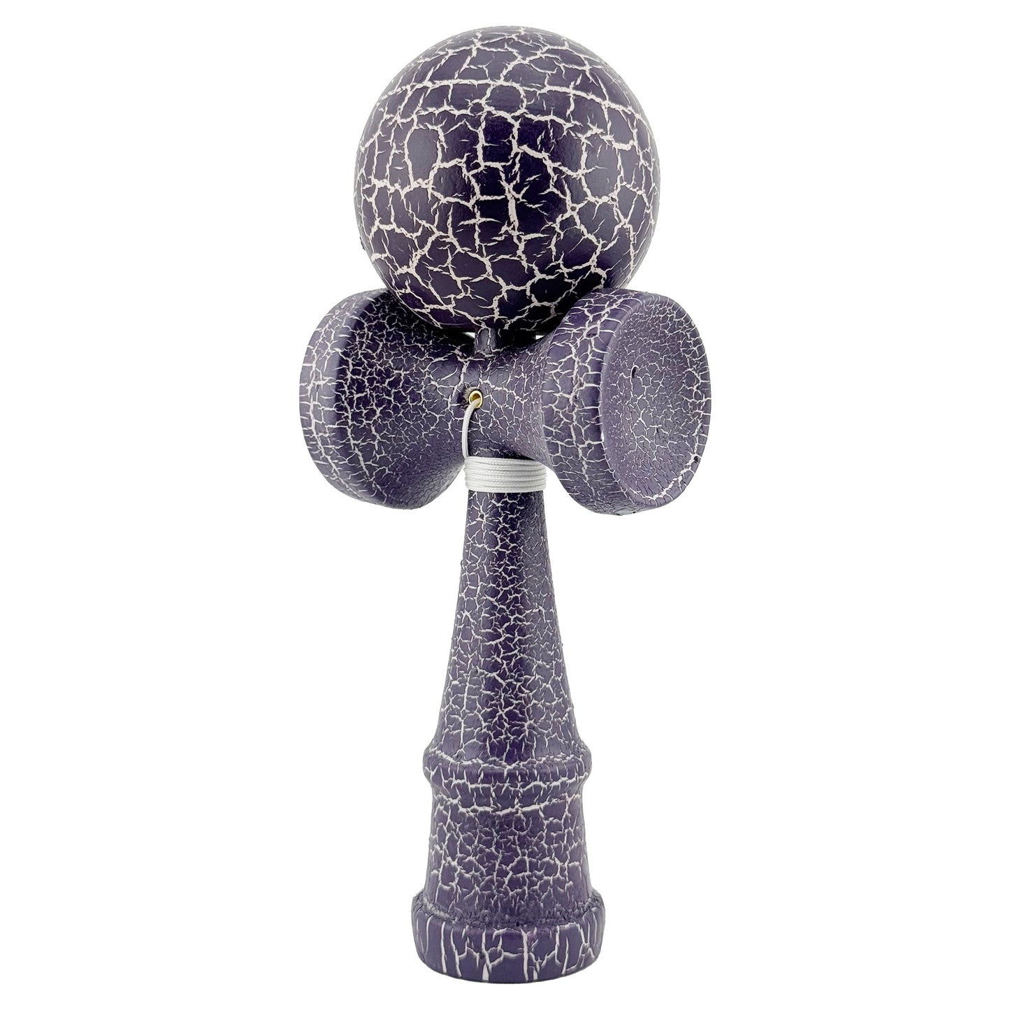 Kendama X Originala Berbis – Jucarie Interactiva din Lemn, 18 cm, Joc de Indemanare pentru Copii si Adulti, Design Cracked Mov-Alb