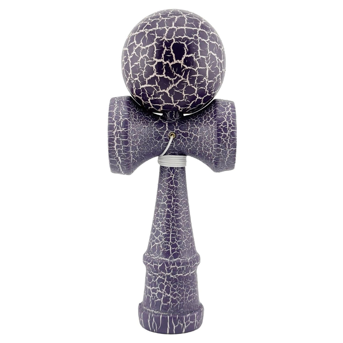 Kendama X Originala Berbis – Jucarie Interactiva din Lemn, 18 cm, Joc de Indemanare pentru Copii si Adulti, Design Cracked Mov-Alb