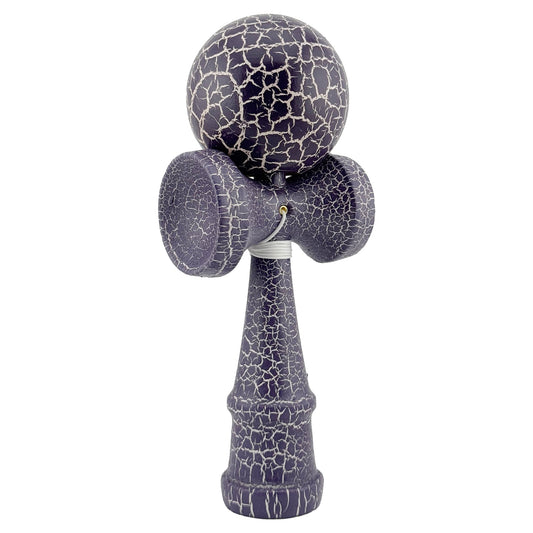 Kendama X Originala Berbis – Jucarie Interactiva din Lemn, 18 cm, Joc de Indemanare pentru Copii si Adulti, Design Cracked Mov-Alb