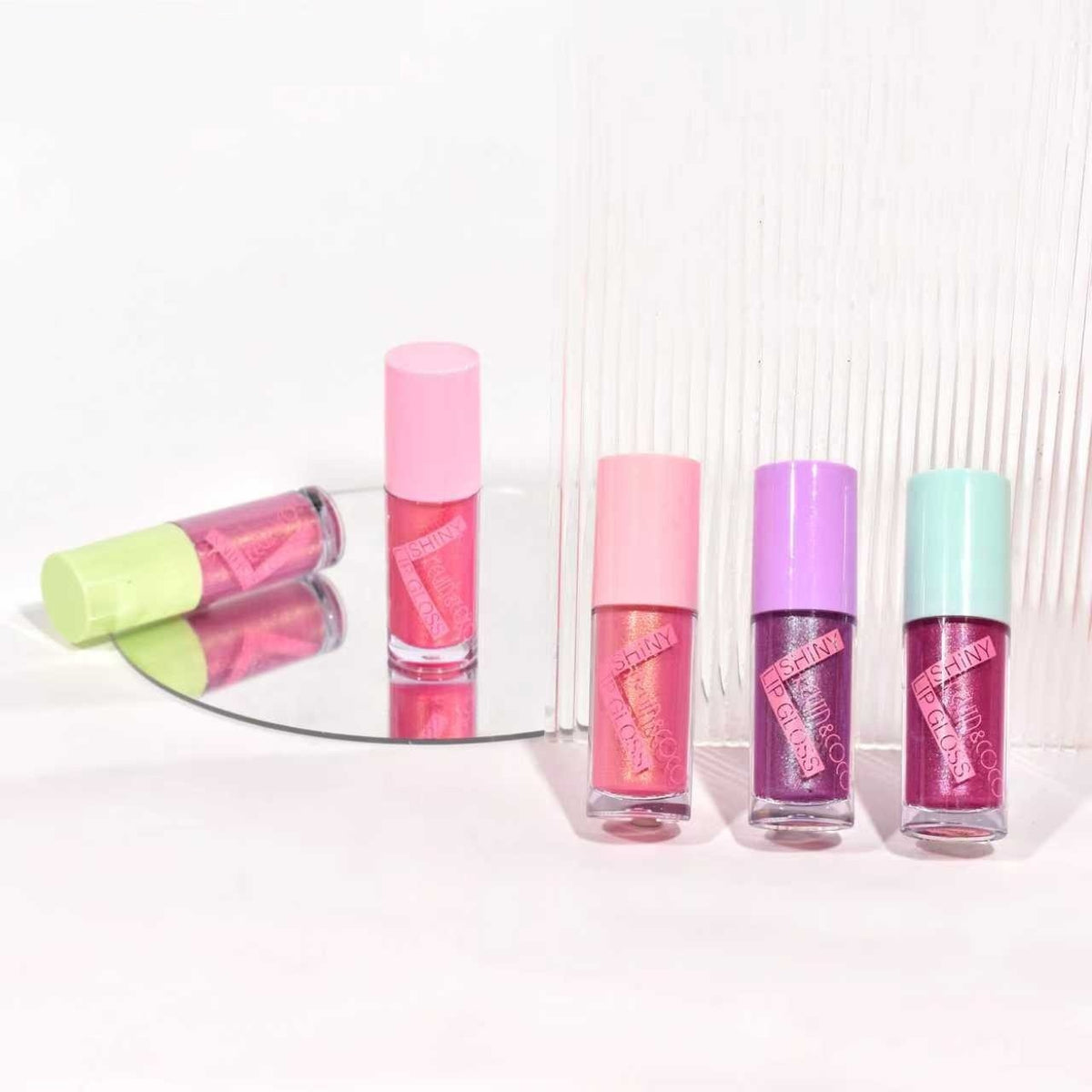 Kevin & Coco Set 5 Rujuri Lip Gloss, Efect Lucios si Sidefat pentru Volum, Dreamy Pink, Multicolor, 5 Bucati
