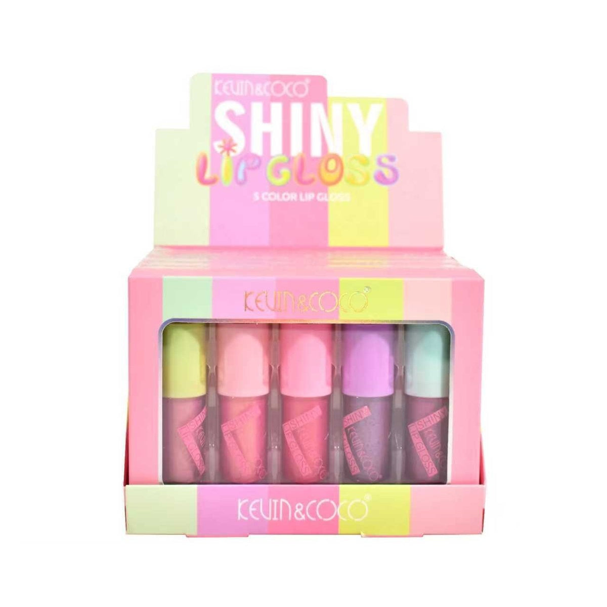 Kevin & Coco Set 5 Rujuri Lip Gloss, Efect Lucios si Sidefat pentru Volum, Dreamy Pink, Multicolor, 5 Bucati