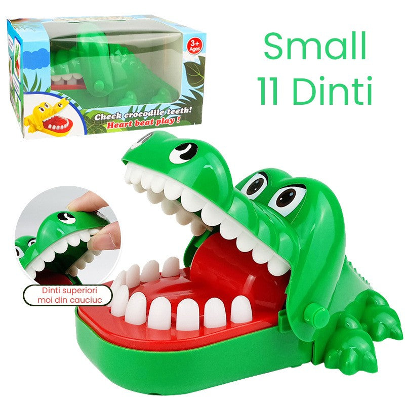 Jucarie Interactiva Crocodil Dentist, Joc de Grup si Familie pentru Indemanare, Plastic, 11 Dinti, 15 x 10 x 7.5 cm, Verde