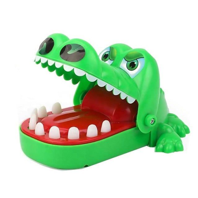 Jucarie Interactiva Crocodil Dentist, Joc de Grup si Familie pentru Indemanare, Plastic, 11 Dinti, 15 x 10 x 7.5 cm, Verde