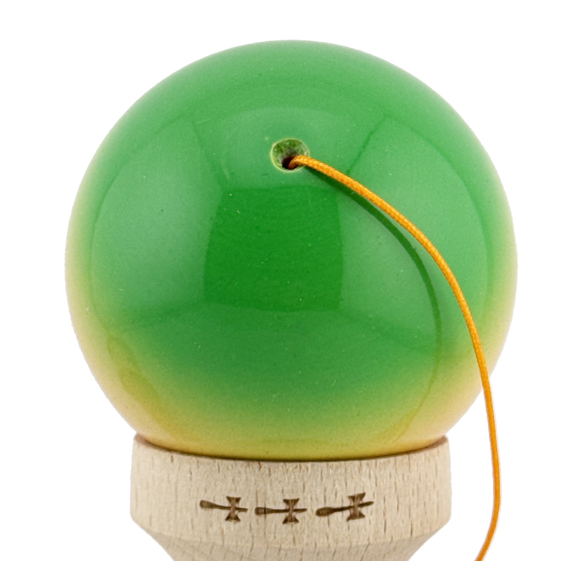 Kendama X Originala, Model Verde / Galben / Rosu in Degrade, Profesionala, Cupe Mari, Super Sticky, Rulment, Ata 55cm