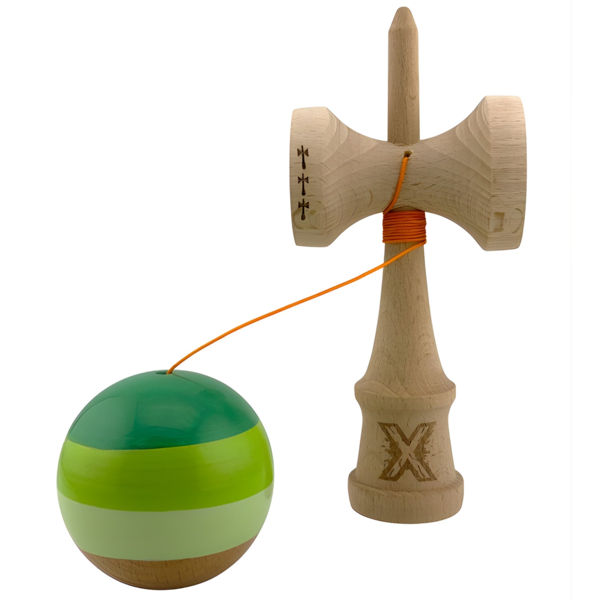 Kendama X Originala, Model Verde Mix, Profesionala, Legendary, Cupe Mari, Super Sticky, Rulment, Ata 55cm