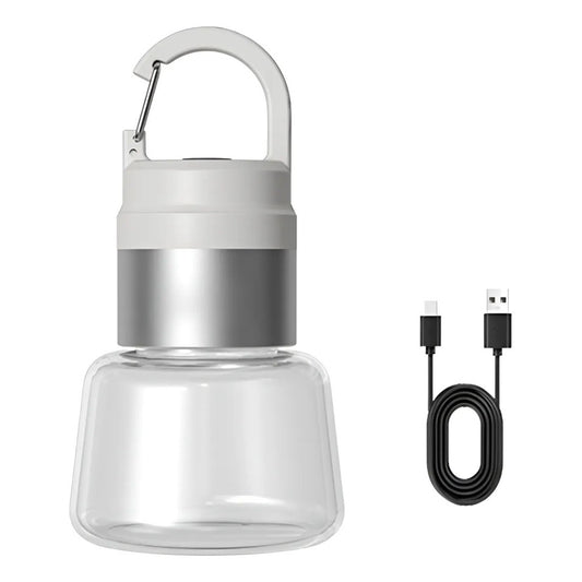 Lampă Portabilă LED RGB pentru Camping și Voiaj, Rezistentă la Apă IPX5, Încărcare USB Type-C, Baterie 300 mAh, Material ABS, 10 x 5.5 x 5.5 cm, Alb