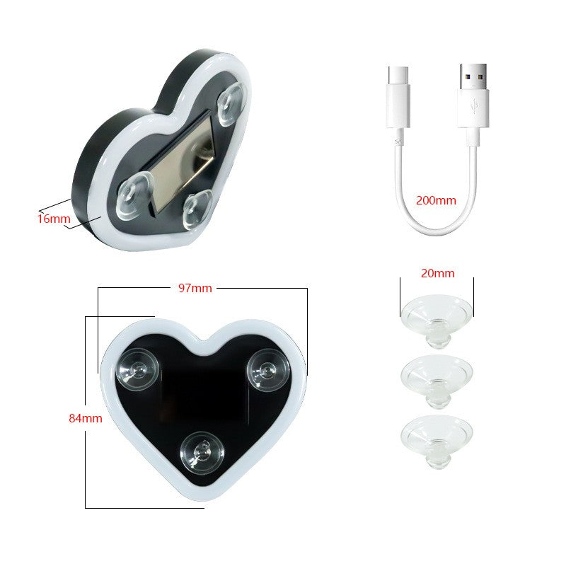 Lumini Auto Ambientale Neon, Model Inima, Incarcare Solara si USB Type-C, Afisaj Baterie, Material ABS cu 3 Ventuze, 9.7 x 8.4 x 1.6 cm, Albastru