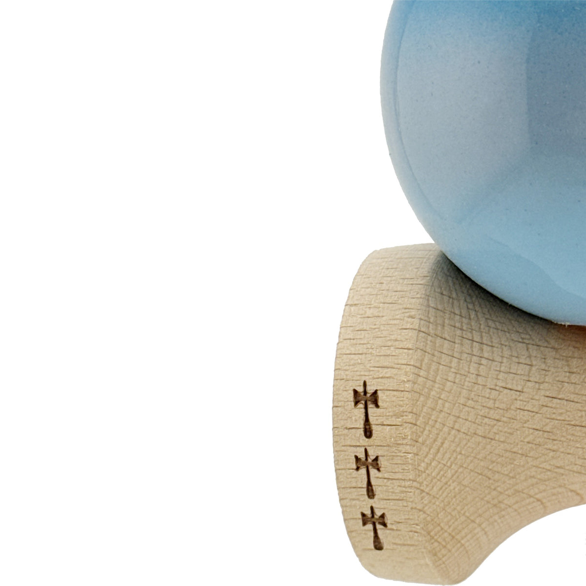 Kendama X Originala, Model Albastru / Gri / Bleu in Degrade, Profesionala, Cupe Mari, Super Sticky, Rulment, Ata 55cm