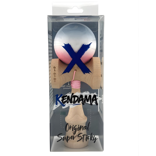 Kendama X Originala, Model Roz / Alb / Gri in Degrade, Profesionala, Cupe Mari, Super Sticky, Rulment, Ata 55cm