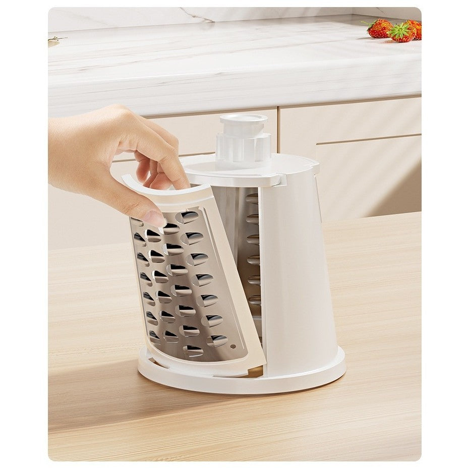Razatoare Manuala Rotativa Multifunctionala pentru Legume si Fructe, 10 Lame Interschimbabile din Otel Inoxidabil, Fixare cu Ventuza, 27 x 13 x 13 cm, Turcoaz