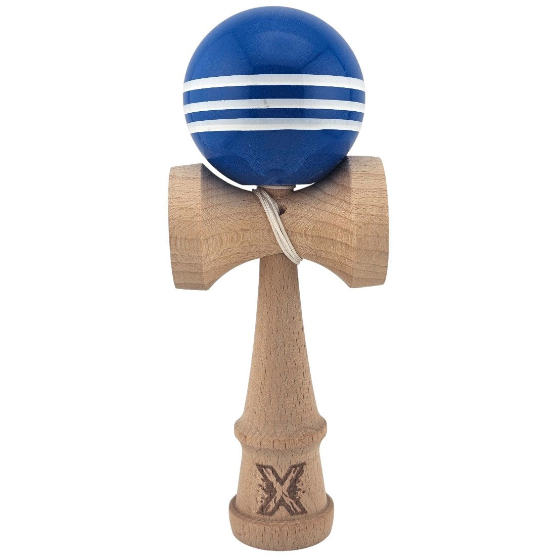 Kendama X Originala, Model Albastru cu Linii Albe, Profesionala, Super Sticky