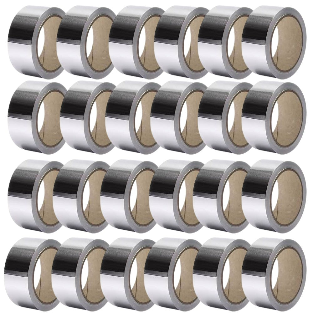Banda Adeziva de Aluminiu pentru HVAC, Rezistenta Termica si UV, Izolare Conducte de Ventilatie si Aer Conditionat, Set 24 Role, 50 mm x 50 m, Argintiu